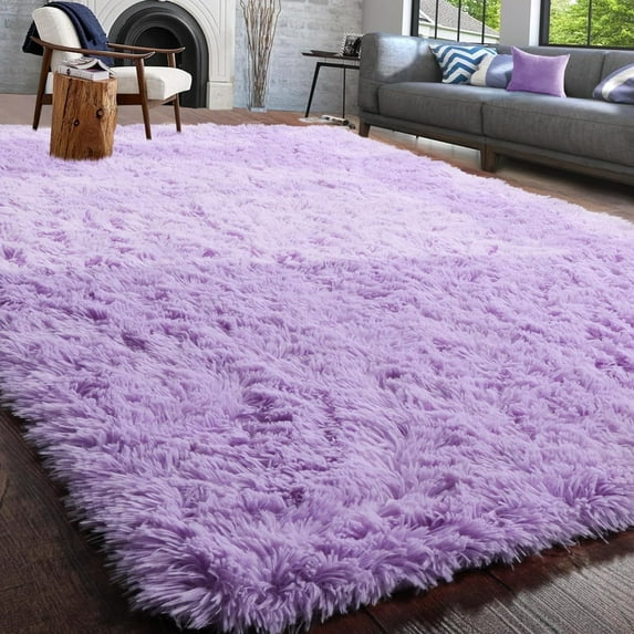 Softlife Super Soft Rug For Living Room Fluffy Rugs For Dorm Room Cute Plush carpet For Bedroom,8'x 10',Purple