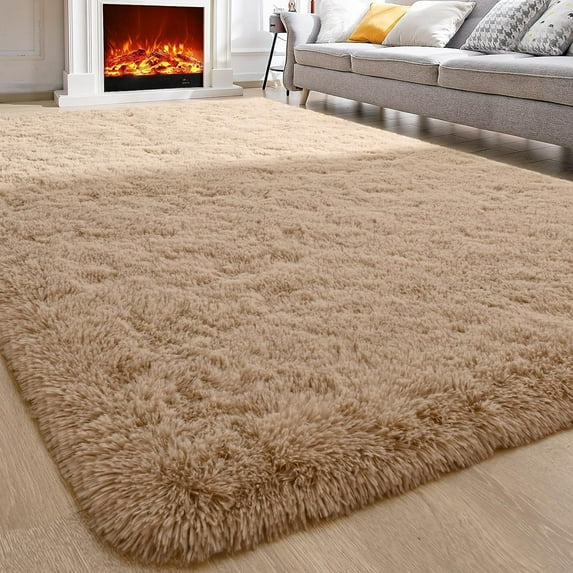 Softlife Super Soft Rug For Living Room Fluffy Rugs For Dorm Room Cute Plush carpet For Bedroom,3' x 5',Light Tan