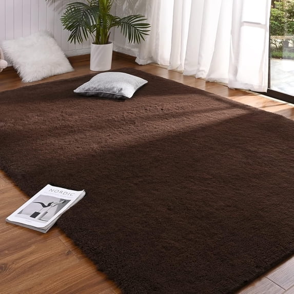 Softlife Super Soft Rug For Living Room Fluffy Rugs For Dorm Room Cute Plush carpet For Bedroom,5.3'x 7.5',Brown