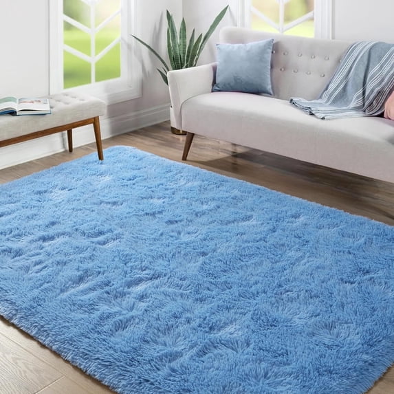 Softlife Super Soft Rug For Living Room Fluffy Rugs For Dorm Room Cute Plush carpet For Bedroom,6' x 9',Cerulean Blue