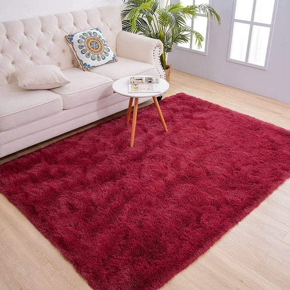 Softlife Super Soft Rug For Living Room Fluffy Rugs For Dorm Room Cute Plush carpet For Bedroom,6' x 9',Wine Red