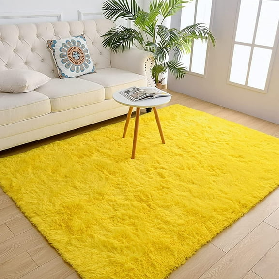 Softlife Super Soft Rug For Living Room Fluffy Rugs For Dorm Room Cute Plush carpet For Bedroom,8' x 10',Yellow