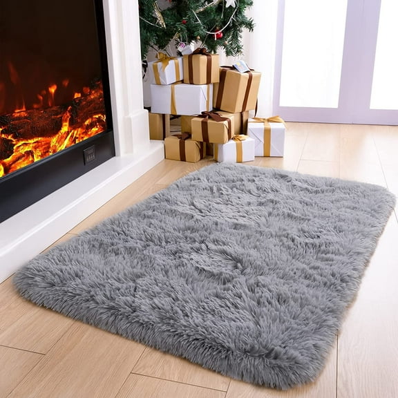 Softlife Super Soft Rug for Living Room Fluffy Rugs for Dorm Room Cute Plush Carpet for Bedroom,2' x 3',Gray