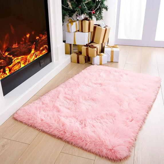 Softlife Super Soft Rug for Living Room Fluffy Rugs for Dorm Room Cute Plush Carpet for Bedroom,2' x 3',Pink