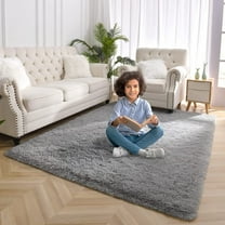 Softlife Super Soft Shaggy Area Rugs for Living Room Fluffy Carpets for Bedroom Home Decor,5.3'X7.5',Gray