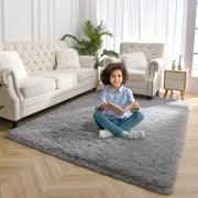 Softlife Super Soft Shaggy Area Rugs for Living Room Fluffy Carpets for Bedroom Nusery Room Home Decor,5.3'X7.5',Gray