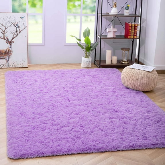 Softlife Ultra Soft Area Rugs, Fluffy Carpets for Bedroom Living Room Shaggy Floor Rug Home Decor Mats, 4' x 5.3' , Purple