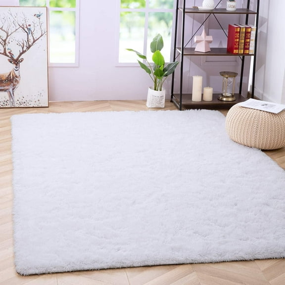 Softlife Ultra Soft Area Rugs, Fluffy Carpets for Bedroom Living Room Shaggy Floor Rug Home Decor Mats, 4' x 5.3' ,White