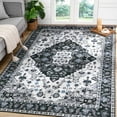 thumbnail image 1 of Softlife Ultra-Thin Chenille Vintage Area Rug Non Slip Washable Oriental Tribal Antique Carpet Home Decor Boho Style,4'x6',Black, 1 of 8
