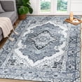 thumbnail image 1 of Softlife Ultra-Thin Chenille Vintage Area Rug Oriental Tribal Antique Carpet Boho Style, 5' x 8', Gray, 1 of 8