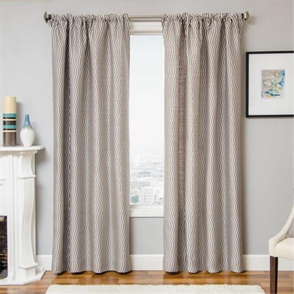 Softline Kingdom Wave Stripe Rod Pocket Panel- Designer Grey, Pack Of 2