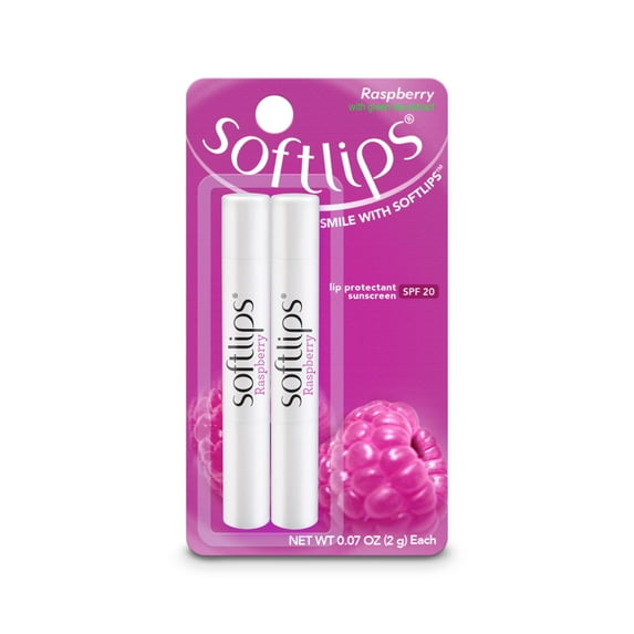 Softlips Lip Balm with SPF 20, Raspberry 2-Count 0.07 oz
