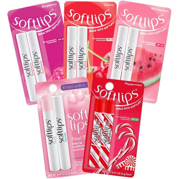 Softlips Lip Protectant 6 Flavor Variety Pack with Sunscreen (10 Sticks)