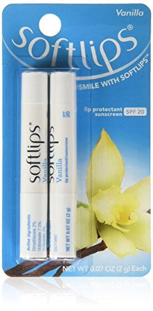 Softlips Lip Protectant SPF 20, Vanilla, 2 count (Pack of 6)