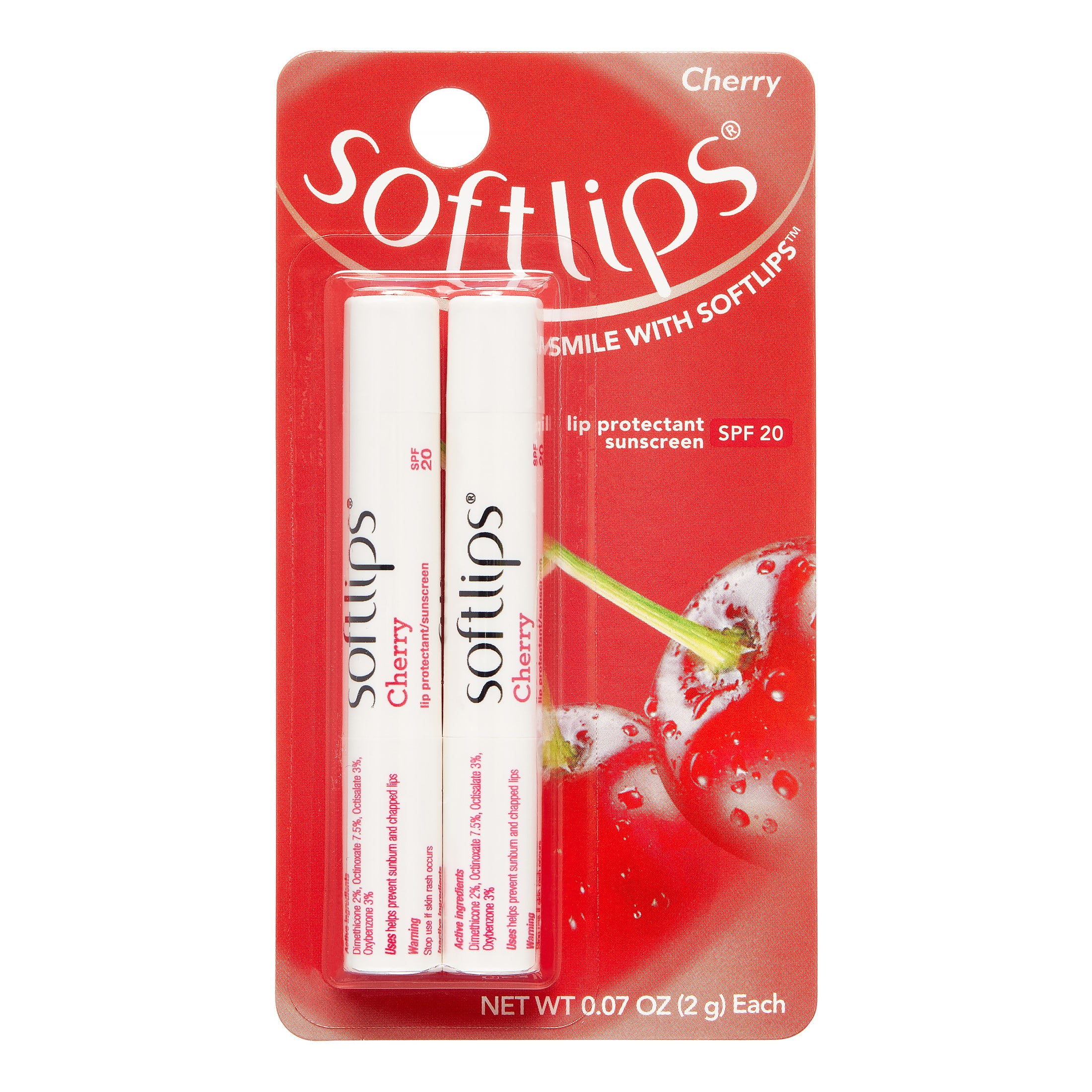 Softlips Lip Protectant/Sunscreen SPF 20 Cherry - 2ct