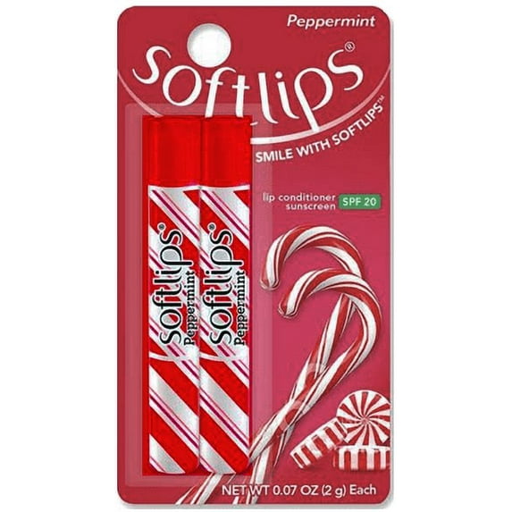 Softlips Lip Protectant with Sunscreen SPF 20, Peppermint (2 Sticks)