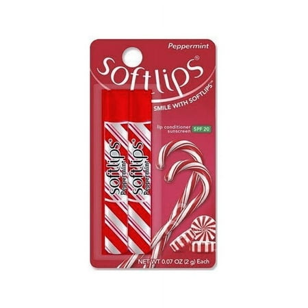 Softlips Peppermint Stick / Candy Cane Lip Balm Gloss 2 Count Each