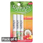 Softlips Tropical Lip Balm, 3-Count 0.07 oz Pack of 4