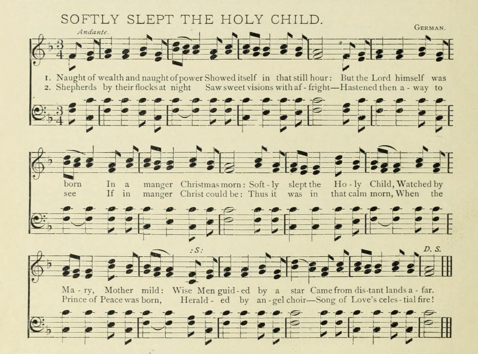 Softly Slept the Holy Child Christmas in Song 1891 Canvas Art - (24 x 36)