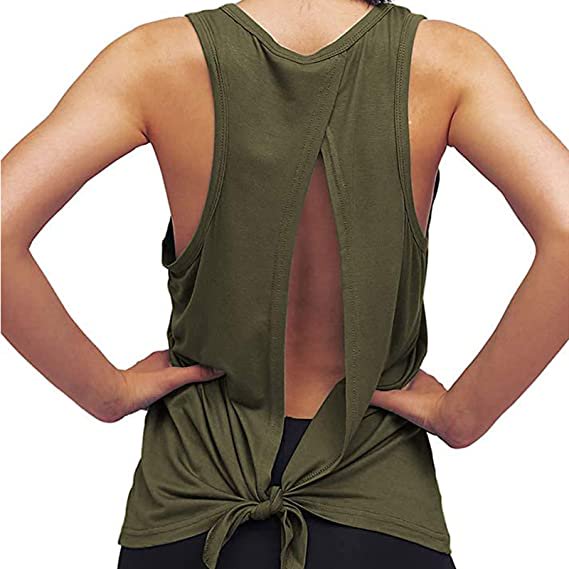 Womens Yoga Tops Sexy Backless Yoga Shirt Open Back Running Activewear  Sports Workout Tank Tops, Army Green, Medium : : Clothing &  Accessories