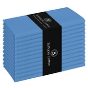 Softopia Cotton Dinner Table Fabric Napkins 17"x17", Set of 12 - Light Blue