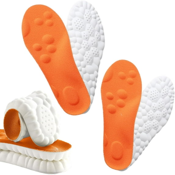 Softr Steps Insoles Women Men, 2026 New Trueloom Cloudbounce Insoles, 4D Memory Foam Cloud Technology Insole for Foot Support (2*Orange, Men 9.5-10.5/ Women 10.5-11.5)