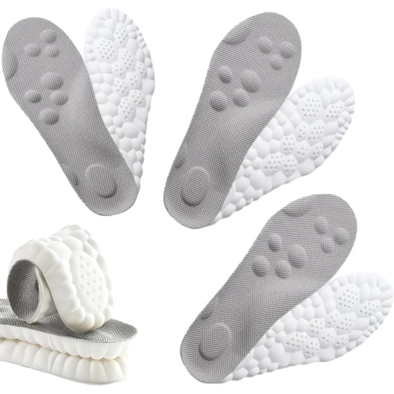 Softr Steps Insoles Women Men, 2026 New Trueloom Cloudbounce Insoles, 4D Memory Foam Cloud Technology Insole for Foot Support (3*Gray, Men 6-7 / Women 8-9)