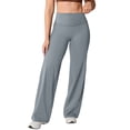 thumbnail image 1 of Softretch No Front Seam Wide Leg Pants for Women - High Waisted Yoga Lounge Buttery Soft Comfy Casual Light Gray S, 1 of 4