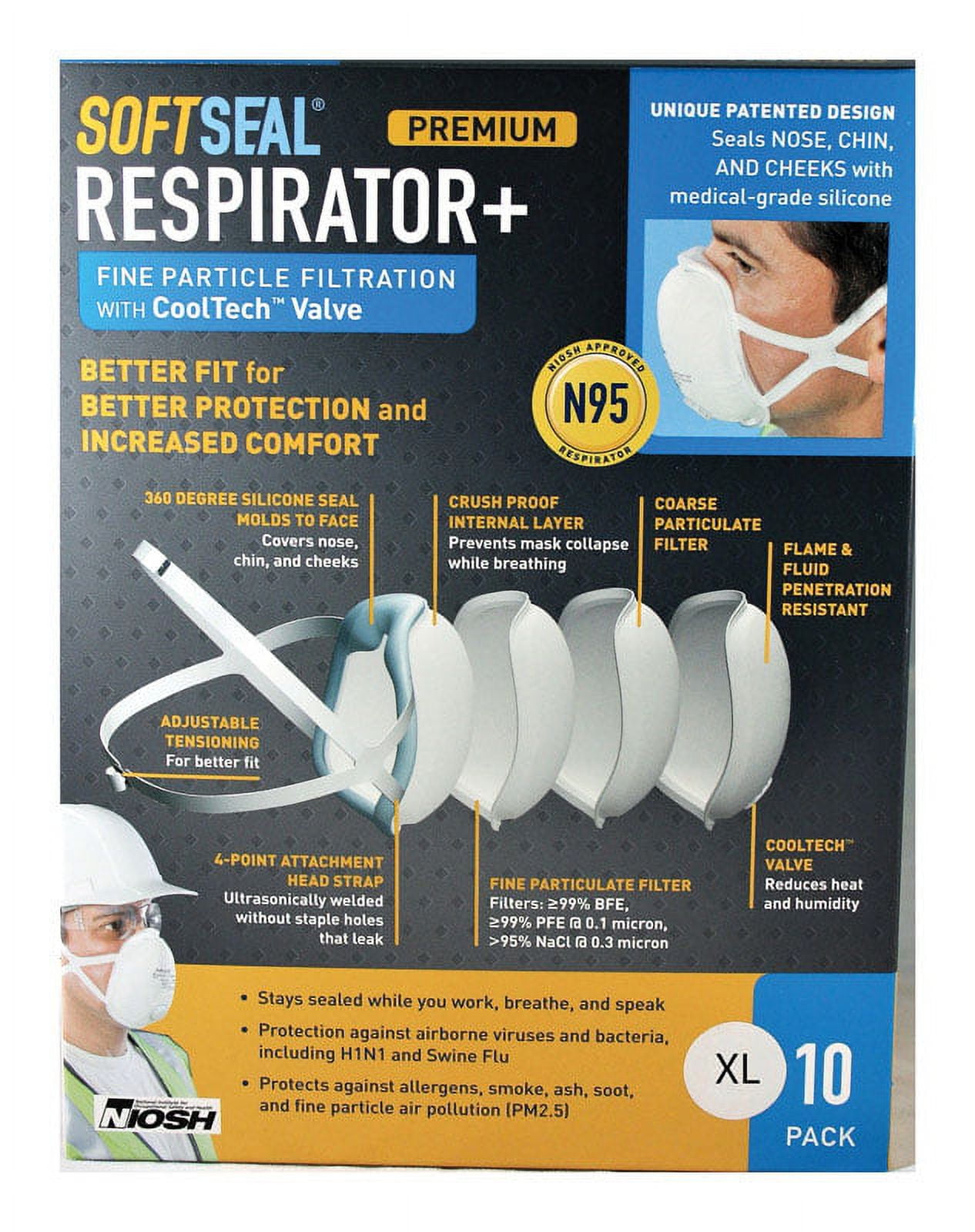 Softseal 16-90082 XL White Premium N95 Respirator With Valve