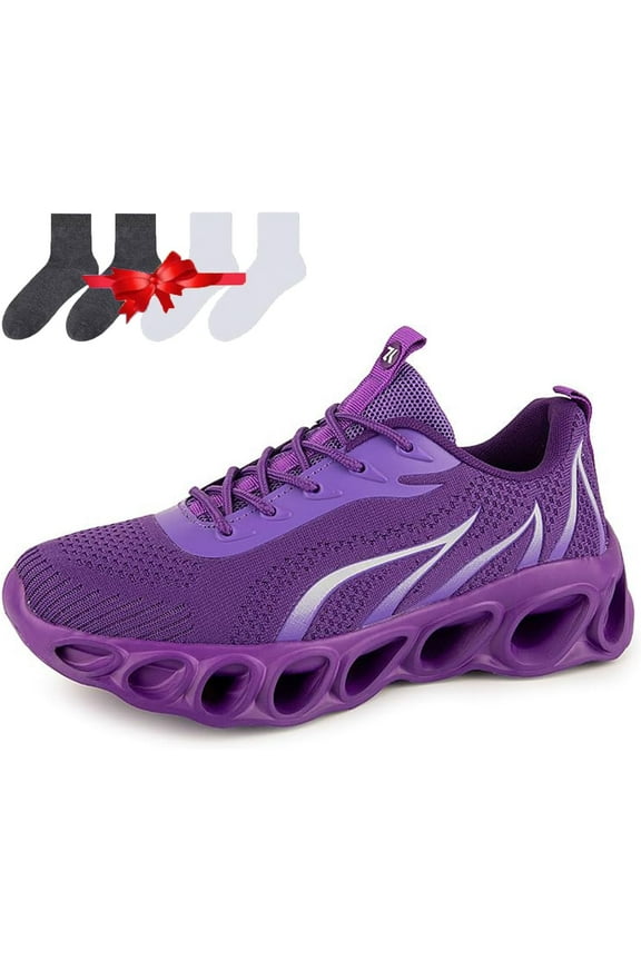 Women's Wide Width Walking Shoes, Slip-Resistant and Comfortable Sneakers for All-Day Support (Purple 4 US Men)