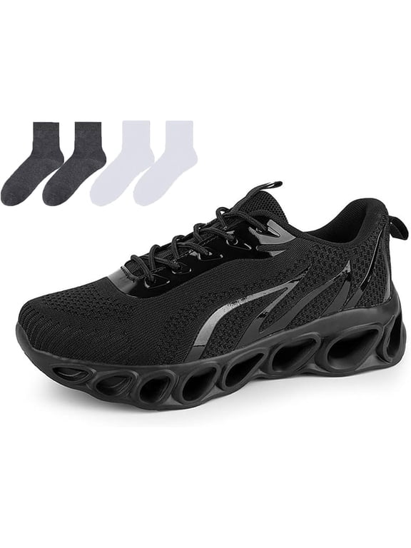 Women's Wide Width Walking Shoes, Slip-Resistant and Comfortable Sneakers for All-Day Support (Black 10.5 US Men)