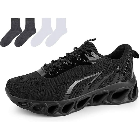 Women's Wide Width Walking Shoes, Slip-Resistant and Comfortable Sneakers for All-Day Support (Black 10.5 US Women)