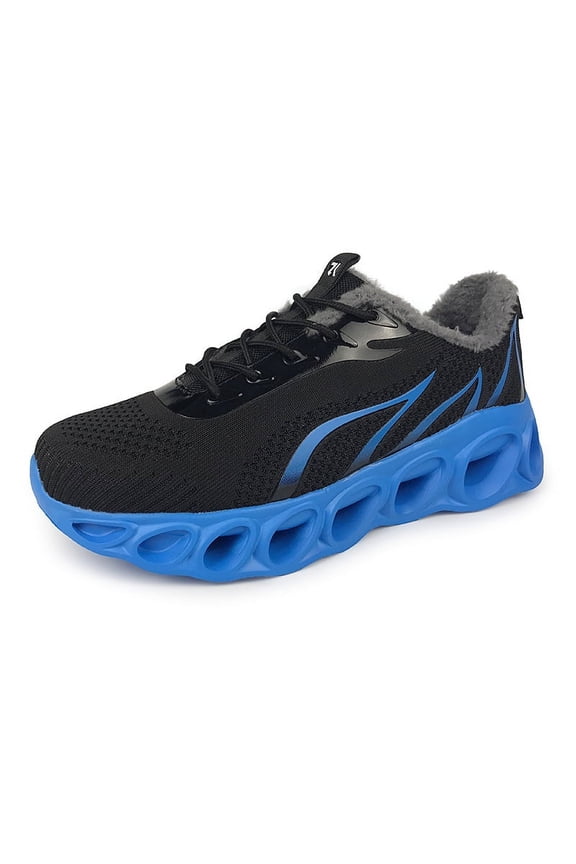 Women's Wide Width Walking Shoes, Slip-Resistant and Comfortable Sneakers for All-Day Support (black blue with velvet 12 US Women)