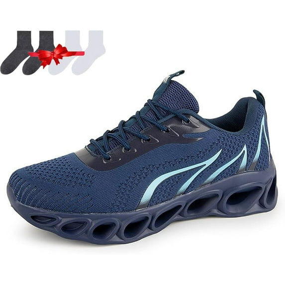 Women's Wide Width Walking Shoes, Slip-Resistant and Comfortable Sneakers for All-Day Support (Navy Blue 9 US Women)