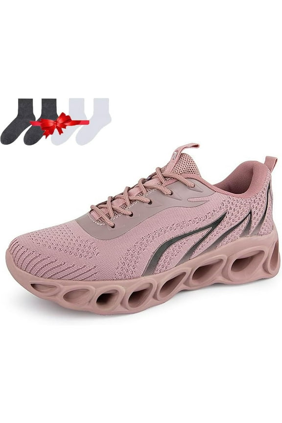 Women's Wide Width Walking Shoes, Slip-Resistant and Comfortable Sneakers for All-Day Support (Pink 11 US Women)