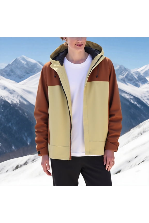 Softshell Jacket for Men Waterproof Windproof Long Sleeve Zipper Windbreaker with Pocket Brown 3XL