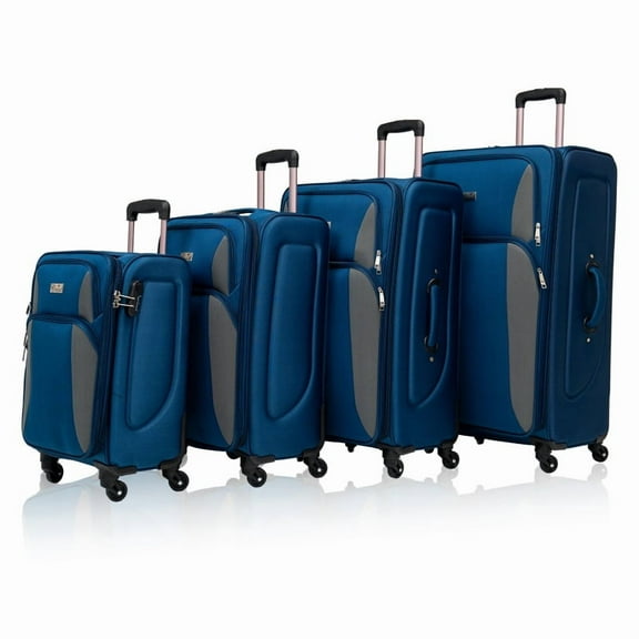 SoftshellLuggage Expandable 4 Piece Set Suitcase Softside Lightweight Luggage Travel Set