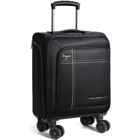 Softside Carry  Luggage Airline Approved, 17 Inch Underseat Carry- Luggage with Removable Spinner Wheels, Small Personal Item Suitcase for Travel Business (Black, 17 inch_Underseat)