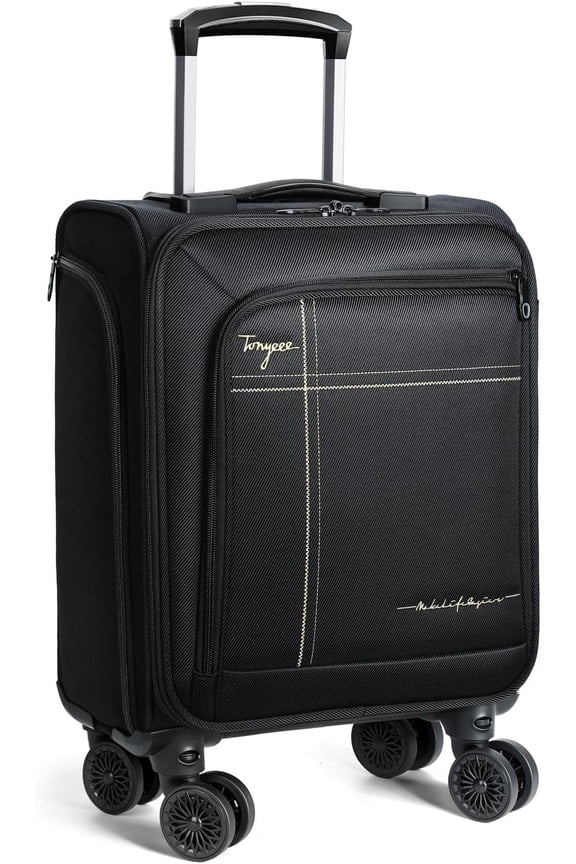 Softside Carry Luggage Airline Approved, 17 Inch Underseat Carry- Luggage with Removable Spinner Wheels, Small Personal Item Suitcase for Travel Business (Black, 17 inch_Underseat)