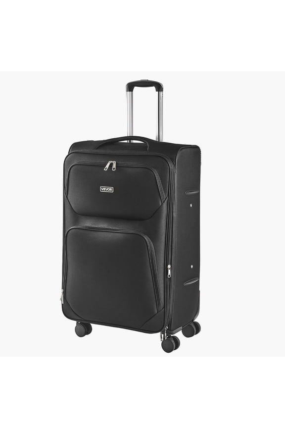 Softside Expandable Luggage 28 Inch Spinner Wheels Lightweight Checked Suitcase Expandable Zippered Pocket TSA Lock Black