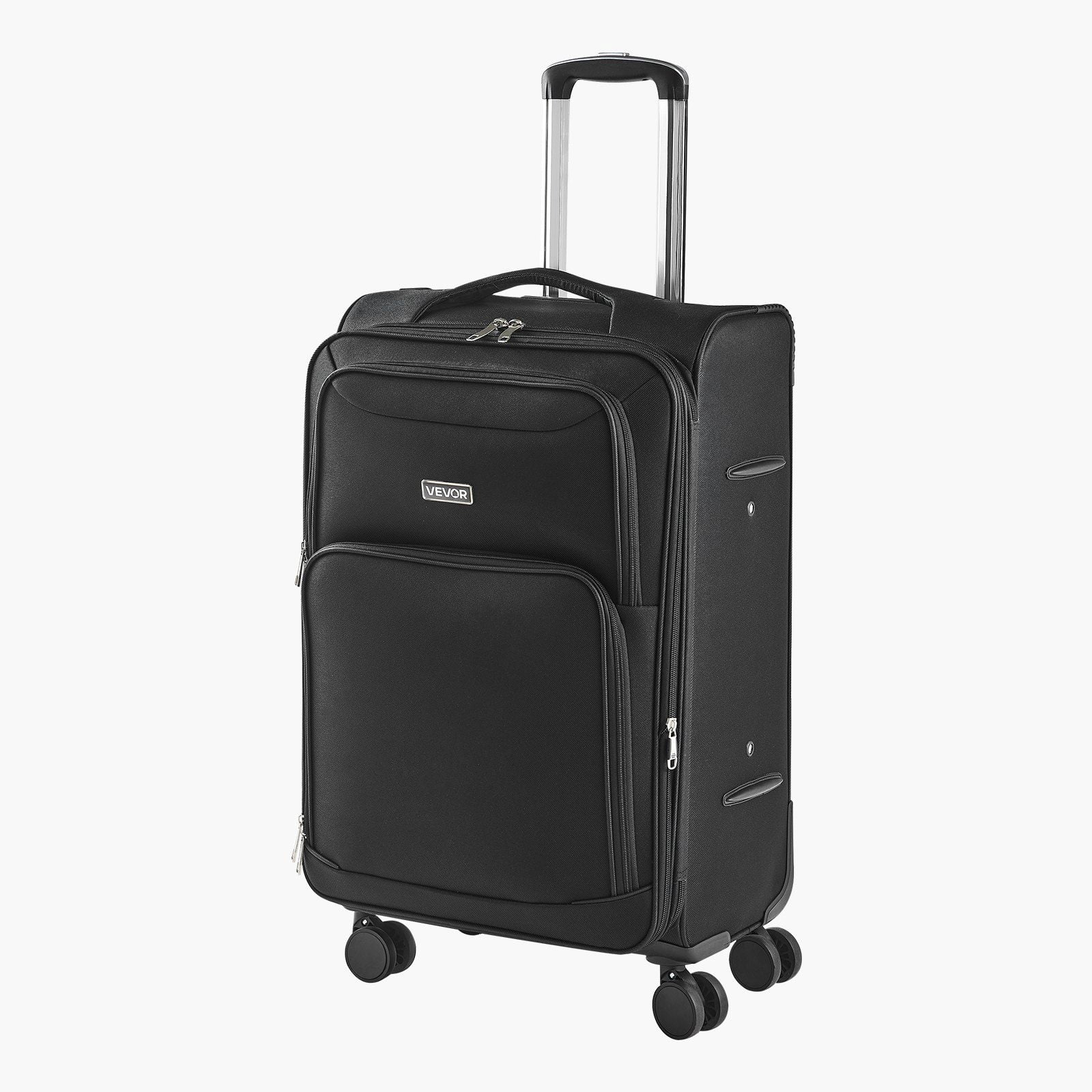 Softside Expandable Luggage with Spinner Wheels 24 Inch Lightweight Checked Suitcase Expandable Zippered Pocket TSA Lock Black