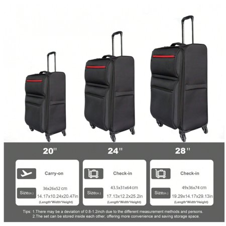 Softside Luggage Expandable 3 Piece Set Suitcase Upright Spinner Softshell Lightweight Luggage Travel Set