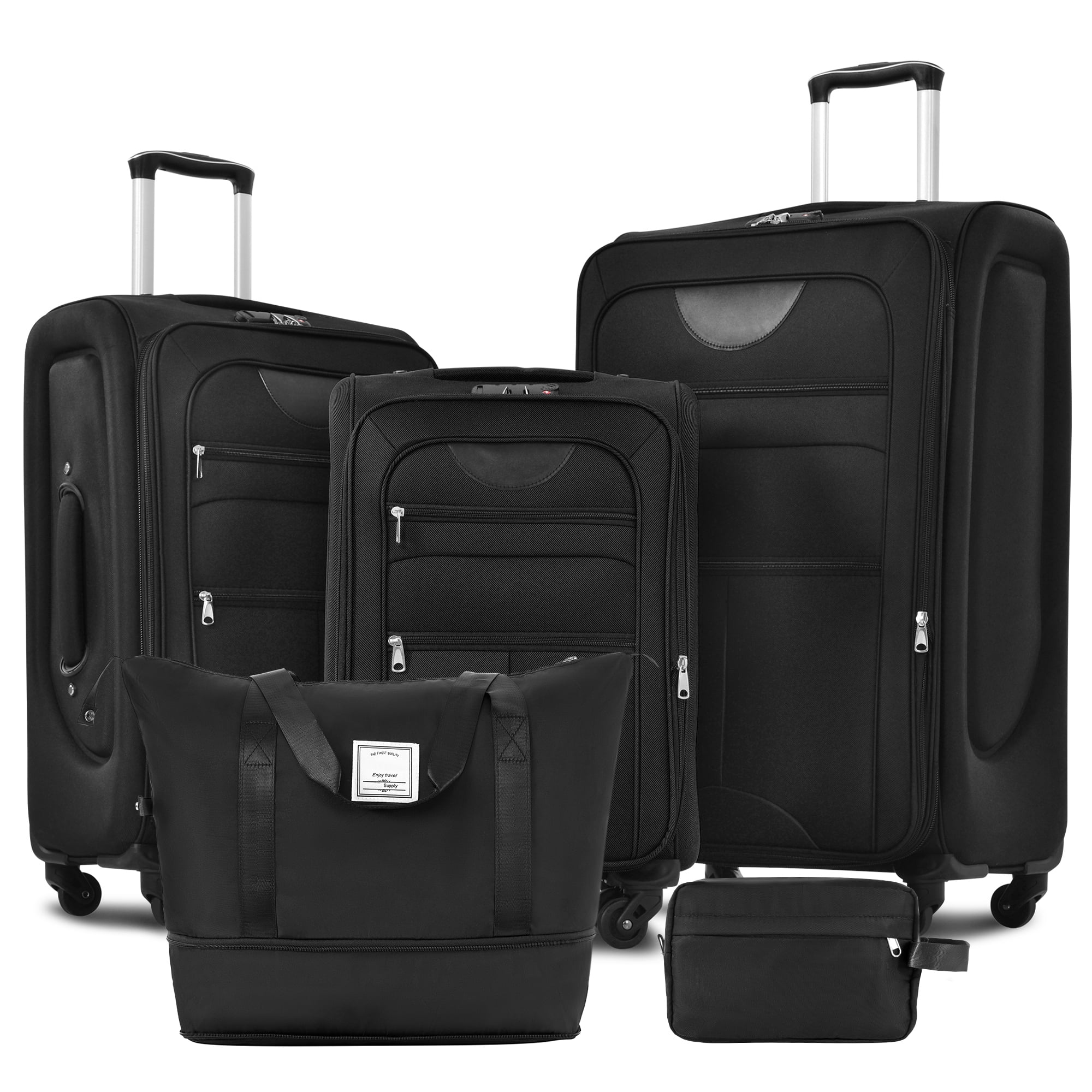 Softside Luggage Expandable 3 Piece Set Suitcase with Duffel Bag Upright Spinner Softshell Lightweight Luggage Travel Set-22/26/30 IN