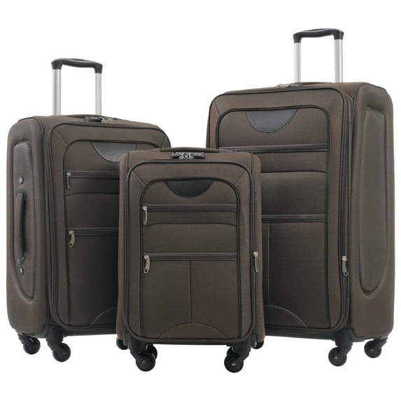 Softside Luggage Suitcase 3 Piece Sets with 4 360-Degree Multi-Directional Spinner Wheels & TSA Lock, Expandable Lightweight Durable Suitcase with Retractable Handle & ID Tag & 2 Pocket, Brown