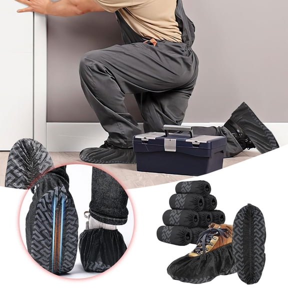 Softsoap 100 packs of disposable anti- shoe covers Black Non Woven Boot Covers Suitable For Indoor Breathable Slippery And Durable Boots Stretchable For Everyone Lifelines