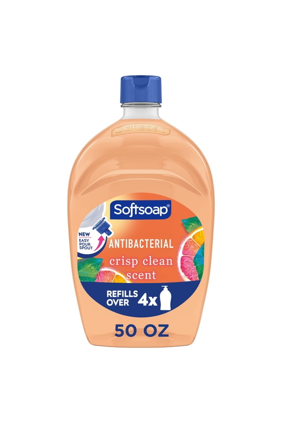 Crisp Clean Antibacterial Liquid Hand Soap with New Easy Pour Spout, 50 fl oz Refill Bottle