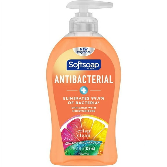 Softsoap Antibacterial Soap Pump - Crisp Clean Scent - 11.3 fl oz (332.7 mL) - Pump Bottle Dispenser - Bacteria Remover - Hand, Skin, Kitchen, Bathroo | Bundle of 2 Each