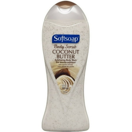 Softsoap Body Wash Exfoliating Scrub, Coconut Butter Scent, 15 oz Bottle
