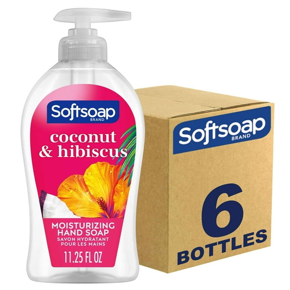 Softsoap Coconut & Hibiscus HP29Scent Hydrating Liquid Hand Soap, Liquid Hand Soap, 11.25 Ounce, 6 Pack
