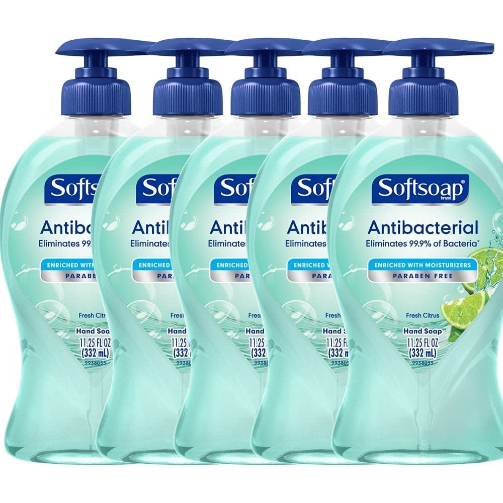 Softsoap Effective Liquid Hand Soap - The Ideal Sensitive Skin, Dermatologist Tested Fresh Citrus - Clinically Proven, Refillable Bottle with Pump 11.25 fl oz Per Pack, Pack of 5